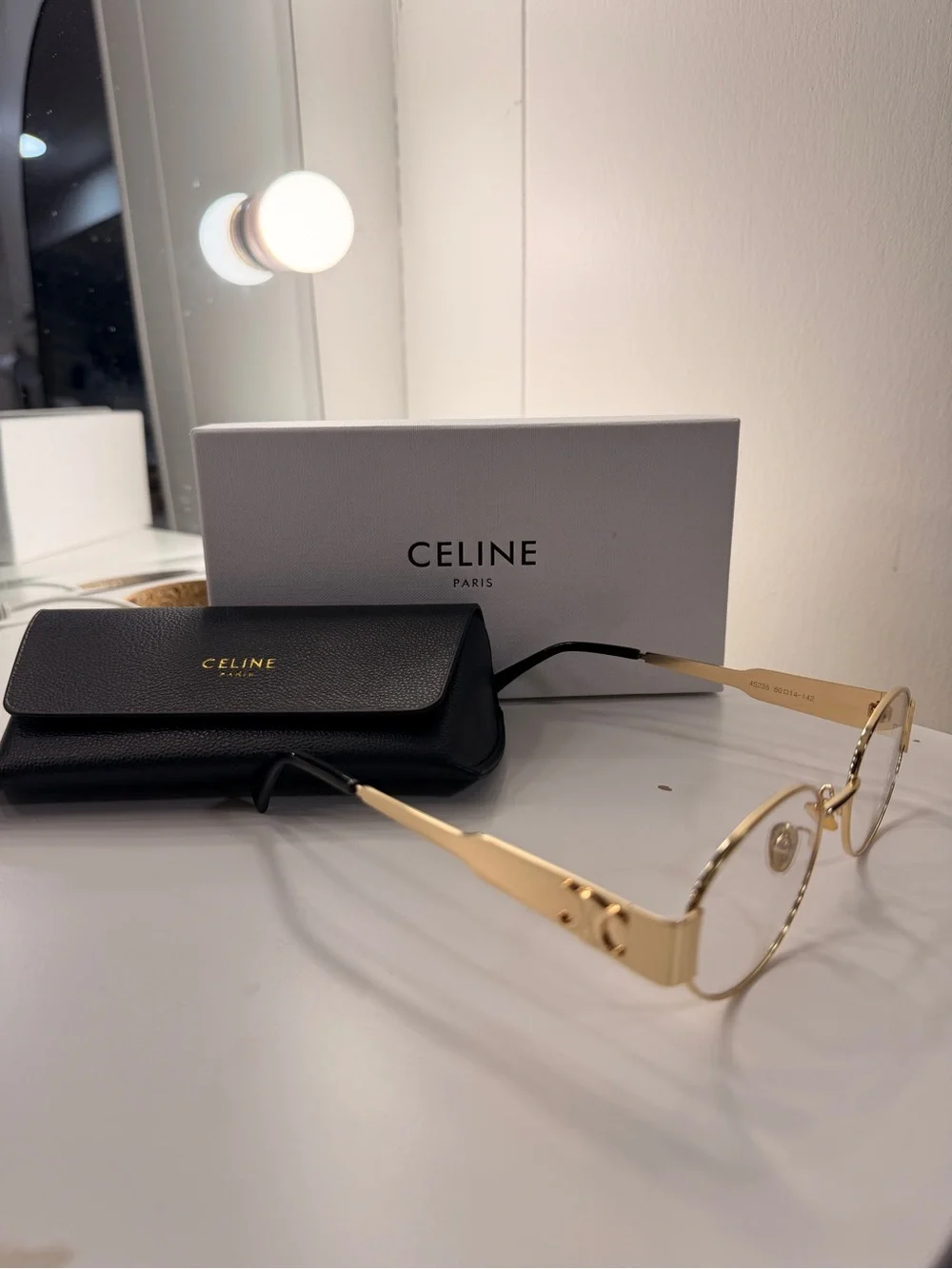 Celine Gold Metal Frame Women's Eyeglasses with Black Temple Tips